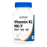 Vitamina K-2 Mk7 100 Mcg - 240 Capsulas - Nutricost