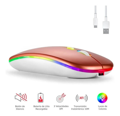 Mouse Ratón Compatible Con Huawei Inalámbrico Rosa