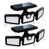 Luz Solar Exterior 108 Led De Tres Cabezales Con Mando (