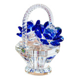 Figura Decorativa De Cristal Cesta De Flores, Corte 3d