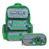 Mochila Chenson Minecraft Grande Escolar + Lapicera Original