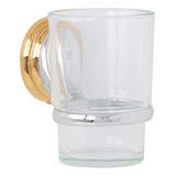 Portavaso Cepillero, Vaso De Vidrio, Foset 45977 Color Dorado