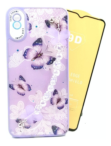 Case Mariposas + Mica Cristal Para Xiaomi Redmi 9a