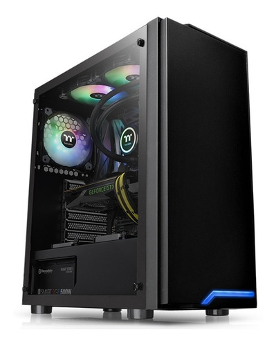 Gabinete Thermaltake Tt H100 Tg Led Azul Vidrio Templado