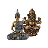 Buda Hindu Tailandês + Deus Ganesha Estatua Resina Decoracao