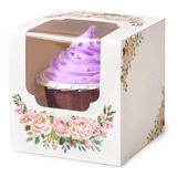 Cajas Para Cupcakes Florales Individuales Con Inserciones Y 