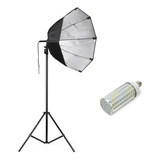 Kit Softbox Octabox 60cm Greika Com Lâmpada E Tripe 2m