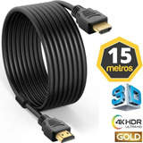 Cabo Hdmi 15m Blindado 4k 3d 1.4 19 Pinos Dourado Ethernet