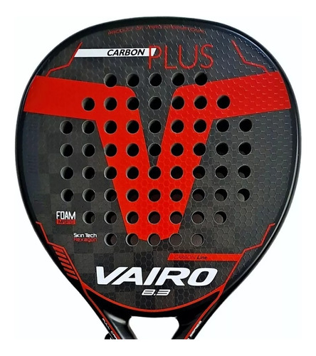 Paleta Padel Vairo Black Carbon 18k Pala Paddle Importada 