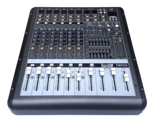 Consola Pmr660 Amplificada 6 Canales 400 Vatios Mixer Sonido