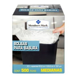 Bolsas Para Basura Mediana Members Mark Caja Con 500 Piezas Color Blanco
