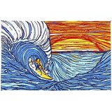 Sunshine Joy Sunset Surfer Ocean Wave Surf Tapiz Para Colgar
