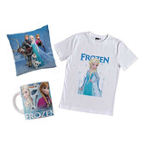 Combo Remera Frozen Elsa Disney Con Taza Y Almohada