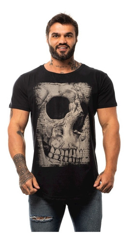 Camiseta Longline Punisher Justiceiro Academia Old Skull