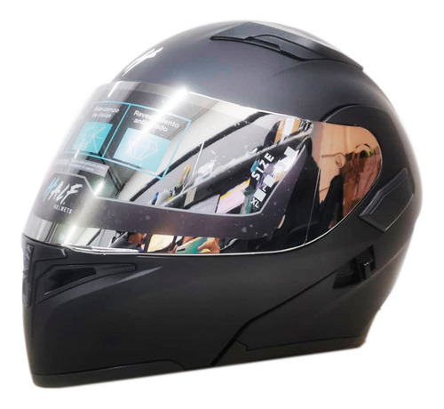 Casco Abatible Half Negro Mate Dot C/luz Trasera Doble Visor