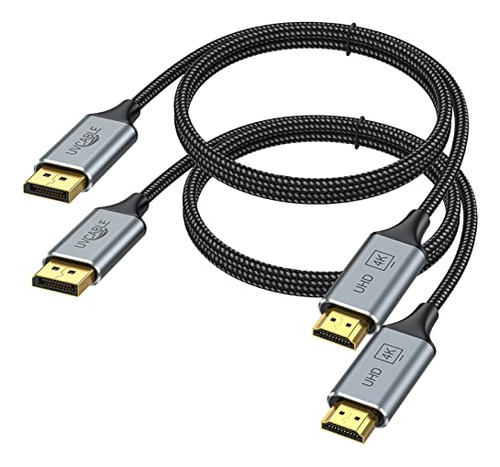 Cable Displayport A Hdmi 4k, Paquete De 2, Cable Dp A Hdmi D