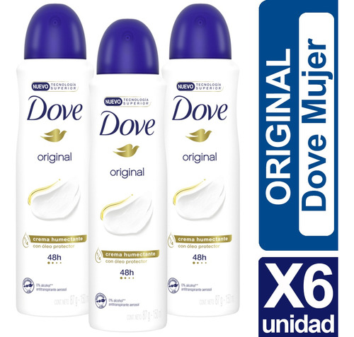 Desodorante Dove Mujer Variedades Pack De 6 Unidades 150ml