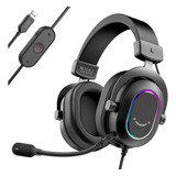 Headset Fifine Ampligame Led Rgb 7.1 Surround Gamer Usb H6 