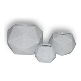 Kit 3 Vasos Polietileno Decor Esfera Diamante 3d Gr /md/ Pq