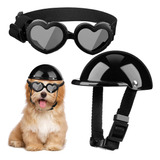 Pequeño Perro Mediano Gafas Casco De Moto-negro