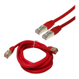 Cable Blindado Ponchado Ftp Cat6 Patch Cord Rj-45 25 M Rojo