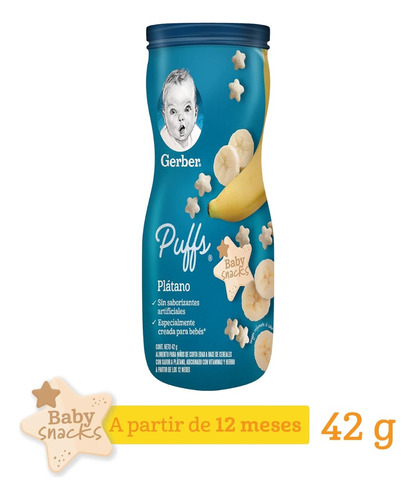 Gerber Puffs Snacks Etapa 3 Plátano 42gr