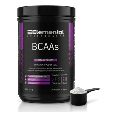 Elemental Bcca Aminoácidos Esenciales Glutamina y Electrolitos 30 Porciones Sabor Citricos 420g | Meses sin interés