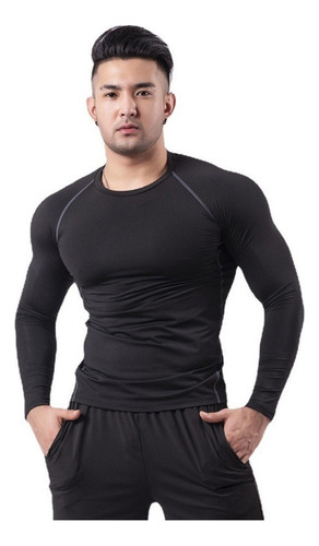 Playera Ajustada De Manga Larga For Hombre Gymwear