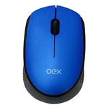 Mouse Wireless Oex Ms409 Com 3 Botões Sem Fio Azul E Preto