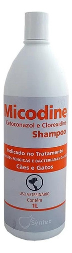 Shampoo Micodine Fungos Bacterias Para Cães Gatos - 1 Litro Fragrância Neutro