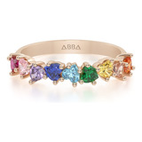 Churumbela Gemas Corazones Colores 10k Oro Abba Joyas