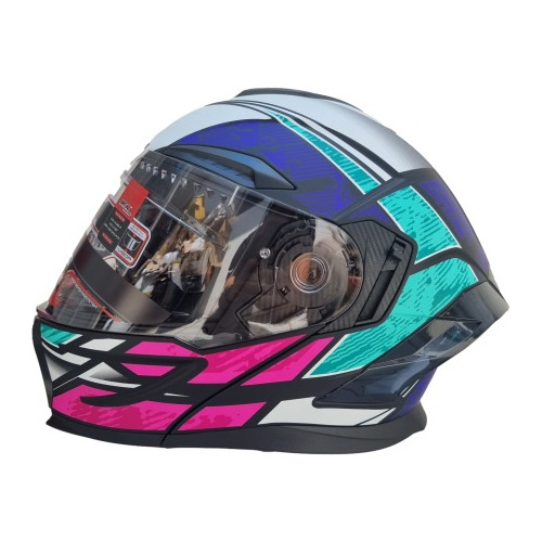 Casco Abatible Dot Mujer Dama Doble Mica Lentes Morado Moto