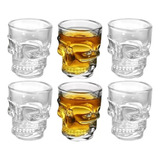 Copa Shot Calavera Vidrio Craneo Whisky Tequila X6 Unidades