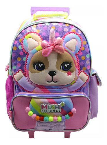 Mochila Simones Carro 18p Escolar Mushi Shine Niñas Infantil