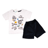 Conjunto Bebe Remera Short Nene Varon Futbol Gol Frases