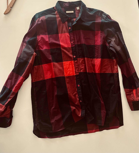 Camisa Burberry Masculina Xadrez Vermelha E Preto Gg Slim