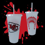 Vaso Personalizado - Kansas City Chiefs  C/ Tapa Y Popote