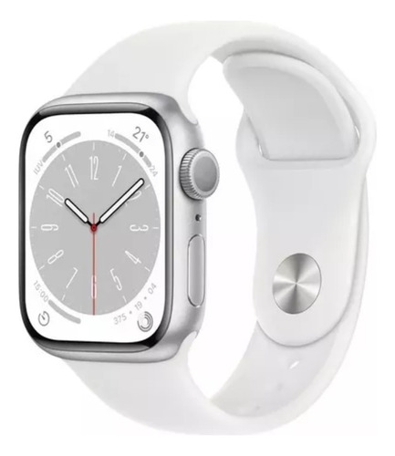 Apple Watch 8+cellular Prata 41 Pulseira Sport Branco Padrão