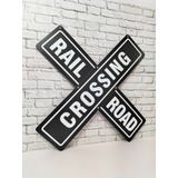 Cuadro Crossing Rail Road Black Cartel D Metal Estilo Retro