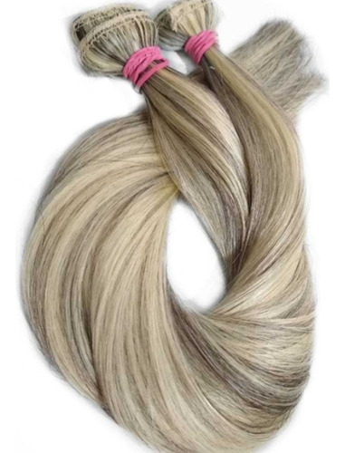 Cabelo Humano Brasileiro Loiro Mechado Tela 120g 55 Cm