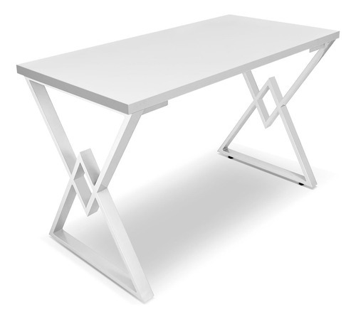 Mesa Ouro 1,20x0,60 Em Aço E Madeira P/ Escritório Cozinha Cor Branco/branco