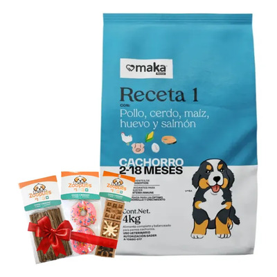 Alimento Maka Receta 1 Cachorro 4kg +gratis Premio Zooplies | Envío gratis