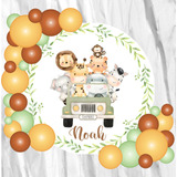 Fondo Banner Candy Bar Circular Safari Animales 70x70cm