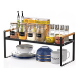 Estante Repisa Organizador Multiuso Cocina Acero Madera 54cm