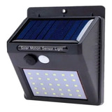 Balizador Solar Parede 30 Led Sensor Presença 2 Funções 6w