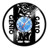 Relógio De Parede Disco Vinil Animais Gato Gênio - Van-185