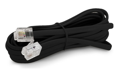 Cable Plano De Linea Telefono 4mts Rj11 4 Hilos Macho Negro