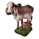 Escultura Vaca Gir Realista Em Resina Miniatura