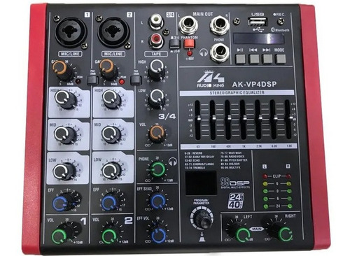 Mixer Audioking Vp4dsp Usb/bt/dsp/graba En Vivo + Envio 