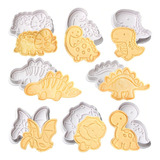 Kit 8 Moldes Mini Dinosaurios Cortadores Galletas Repostería